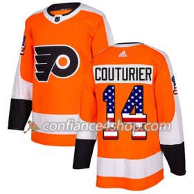Adidas Maillot de Hockey Philadelphia Flyers Sean Couturier 14 2017-2018 Orange USA Flag Fashion Authentic - Homme